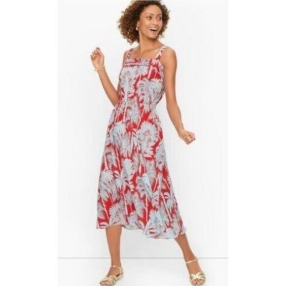 Talbots Red Floral Midi Dress - Picture 1 of 6
